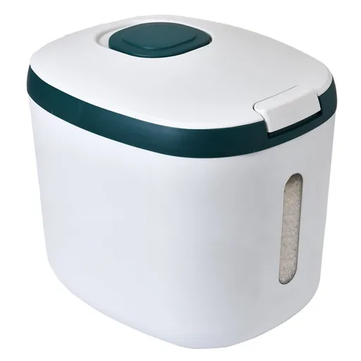 Rice Barrel Storage Box House Sealing Strong Bearing Plastic Flour Tank Can Kitchen Accessories Green 10KG