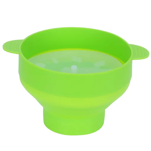 Popcorn Bucket Folding Silicone DIY Popcorn Maker Bowl with Lid Kitchen Accessory(With HandleGreen )