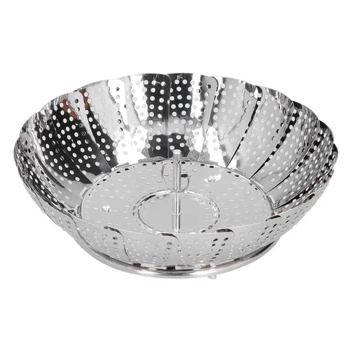 Stainless Steel Steamer Basket 28cm Diameter Retractable Foldable Steaming Rack for Home