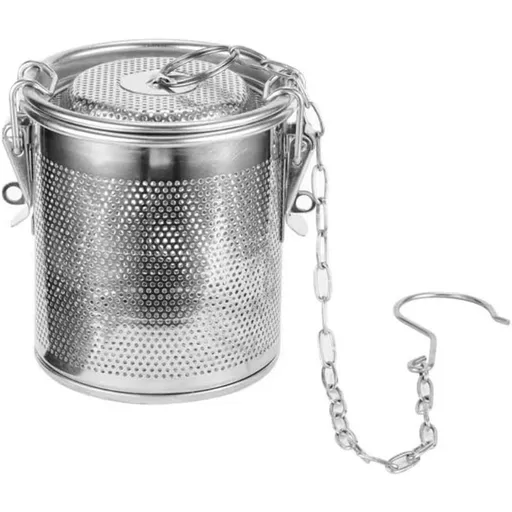 Stainless Steel Spice Infuser Basket with Chain Hook, Extra Fine Mesh Soup Strainer for Cooking, Seasoning, and Brewing Tea,（8*9cm）