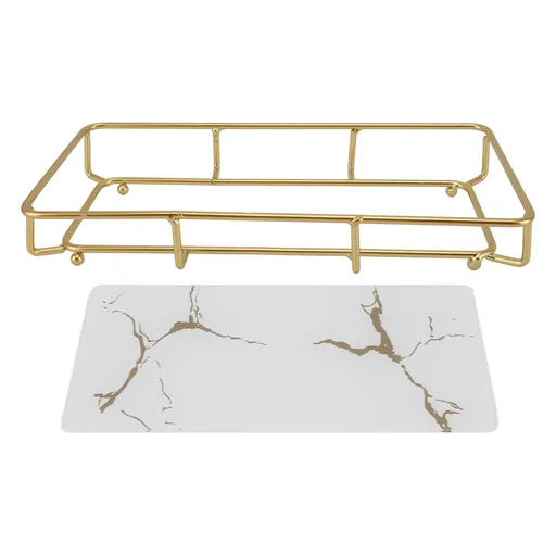 Bathroom Vanity Tray Modern Stylish Anti Slip Kitchen Sink Countertop Storage Organizer S White