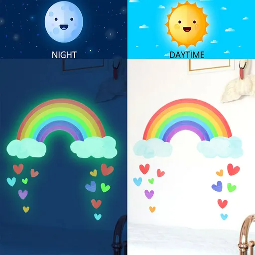 Luminous Rainbow Wall Sticker Decorative Wall Decoration Supplies for Dormitory Holiday New Year Party Decoration Gift Rainbow