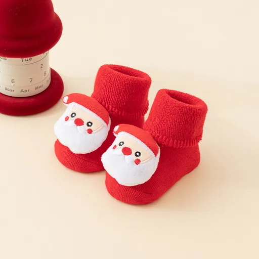 Baby Christmas Socks - Non-Slip Baby Socks - Warm House Socks - First Christmas - Santa Claus - Reindeer - Christmas Tree - Christmas Boots - Winter Booties - Maternity Gift - Christmas Clothes - Cotton Socks - Non-Slip Sole - Christmas Gift - Red Mi