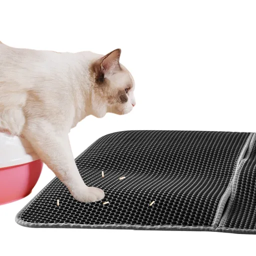 Cat Litter Mat Cat Litter Trapping Mat, Honeycomb Double Layer Design, Urine and Water Proof Material, Scatter Control, Less Waste