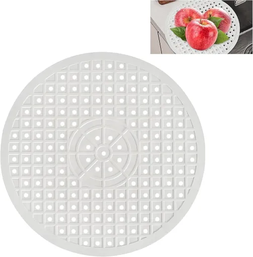 1 Piece Silicone Sink Mat - Washbasin Mat - Sink Mat - Sink Mats - Rubber Countertop Mat for Sink - Cuttable - Foldable - Non-slip - Round sink mat - Protective mat - For countertop - Round White - ø 31 Cm