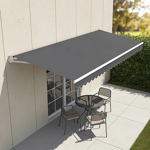 Motorised Retractable Awning – 4x2.5m Grey Outdoor Shade