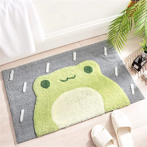 Bath Mat Cute Shower Rug, Luxury High Absorbent and Anti Slip, Machine Washable Fit for Bathtub, 18" x 26", Little Frog