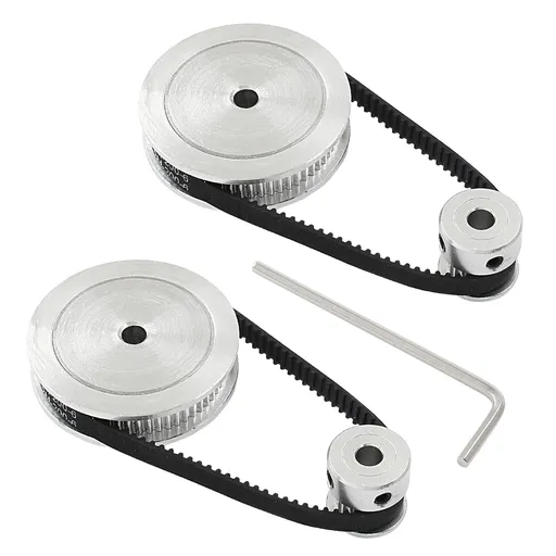 2Pcs Set GT2 Synchronous Wheel 20&60 Teeth 5mm Bore Aluminum Timing Pulley with 2Pcs Length 200mm Width 6mm Belt