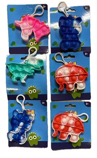 1x Push Bubble Pop It Fidget Keyring Squeeze Toy Sensory Silicone Stress Reliever