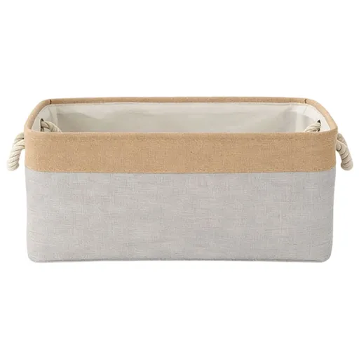 Fabric Storage Basket with Reinforced Handles, Closet Wardrobe Organiser for Clothes Shelves, 36.0 x 16.0 x 26.0 cm, Light Gray
