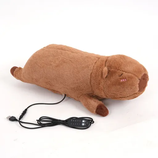 USB-Powered Capybara Plush Heating Pillow – Cute Cartoon Animal Design for Warmth and Comfort, Perfect for Belly, Waist, and Neck Heat Therapy, Ideal as a Cozy Hugging Companion for Home and Office Use (Brown)