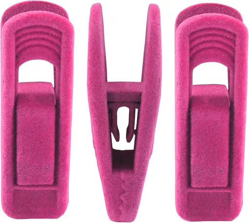 30 Pack Hot Pink Velvet Hanger Clips, Strong Hanger Clips Perfect for Organizing Skirts/Pants/Thin Felt Hangers
