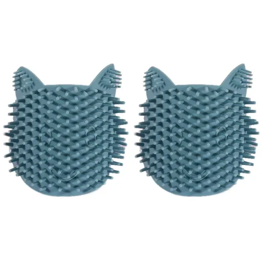 2pcs Wall Mounted Cat Corner Scratcher, Cat Face Scratcher, Wall Corner Groomers Soft Grooming Brush Cat , Blue L