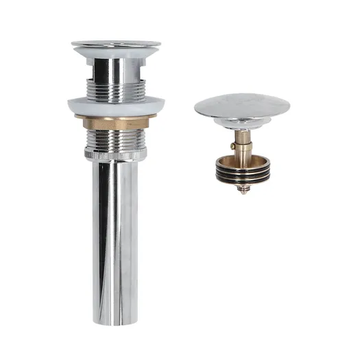 Sink Drain Stopper Copper Stainless Steel Bathroom Wash Basin Sink Drain Part for Home KitchenSilver with Overflow