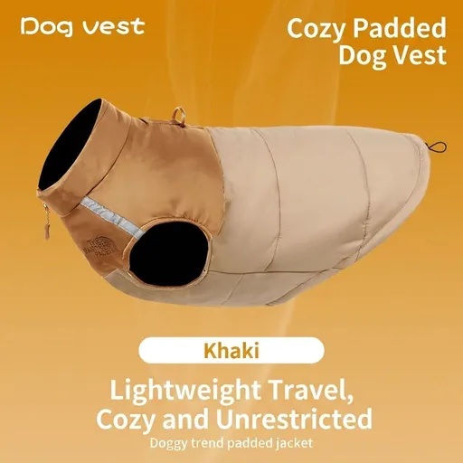 Keep Your Pup Cozy and Visible This Winter – Waterproof, Insulated Dog Coat with Reflective Strips, Front Zipper, D-Ring Leash Attachment, and Adjustable Fit for Daily Walks and Outdoor Adventures (4XL, Khaki)