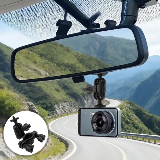 Rearview Mirror Camera Mount Black Adjustable Holder for Car Dashcam