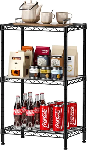 CARLA HOME 3-Tier Adjustable Metal Storage Shelves Wire Rack Organizer for Kitchen, Pantry, Bathroom or Laundry Room (60cm W x 35cm D x 103cm H)