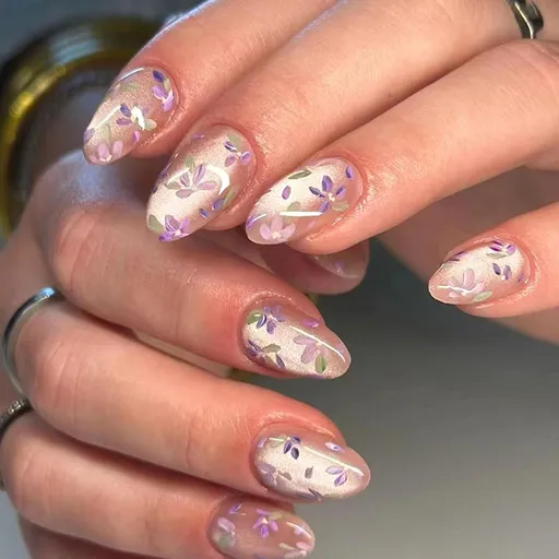 24pcsReusable Press-On Nails for Daily Wear & Special Occasions, Easy Apply, No Salon Trip Needed (Sheer Shimmer)
