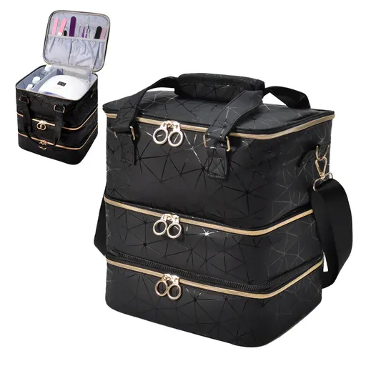 3 Layer Nail Polish Organizer Holds 84 Bottles Detachable and Waterproof Nail Care Storage Box for Lamp and Nail Art Manicure Tools Travel Carrying Case