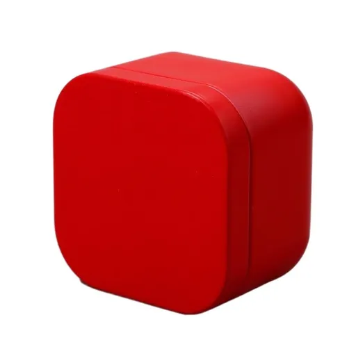 Square Metal Tea Caddy with Secure Lid for Loose Leaf Tea, Coffee, Sweets and Small Dry Goods, Compact Kitchen Storage Tin, Red