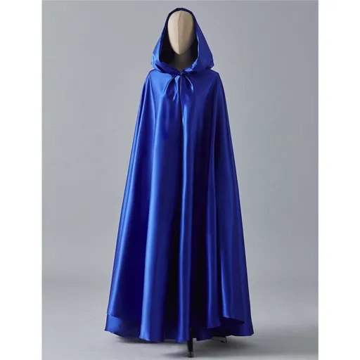 Women's Wedding Hooded Cape Bridal Cloak Poncho Full Length （170）blue Satin Hooded Cape Unisex Halloween Cloak for Devil Witch Wizard Halloween Christmas Cosplay