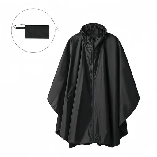 Raincoat Adult Men's and Women's Zipper Cape Raincoat Raincoat Backpack Cycling Outdoor Camping（black）
