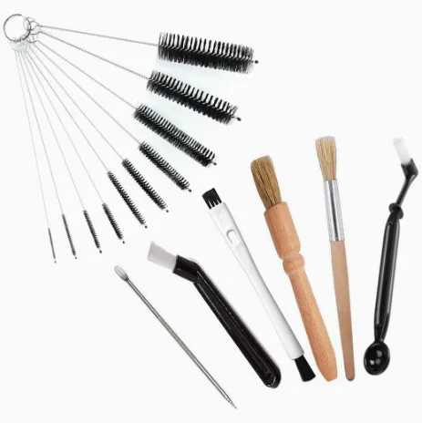 Professional Coffee Machine Cleaning Brush Set | 10-Piece Multifunctional Tool Kit | Includes Long-Handled Spring Brush, Wooden Handle Brush, Cleaning Needle, and Bent Nozzle Brush | Suitable for Deep Cleaning of Coffee Machines, Grinders, and Brewin
