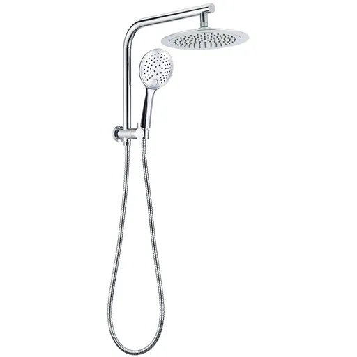 WELS Round 9" Twin Shower Head 3 Modes Handheld Gooseneck Wall Arm 2 in 1 Combo