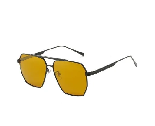 Retro Oversized Square Polarized Sunglasses for Women Men Vintage Double Bridge Shades UV400 Classic Large Metal Sun Glasses