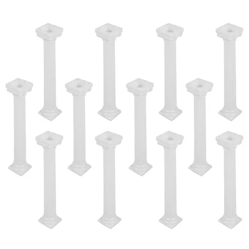 12 Pieces White Plastic Roman Pillars Cake Stand Rods for Tiered Cake Support and Decoration