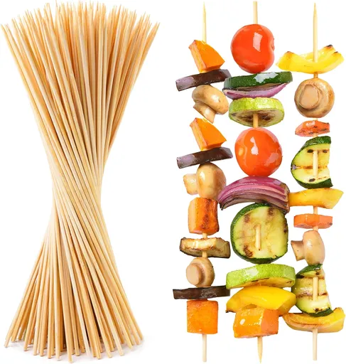 100 Pack Bamboo Skewers for Crafts, Grilling BBQ, Kabobs, 12-Inch Brown - Wooden Skewers 12 Inch, Bamboo Skewers 12 Inch, Skewers for Kabobs, Skewer Sticks Variety Size, Wood Skewers