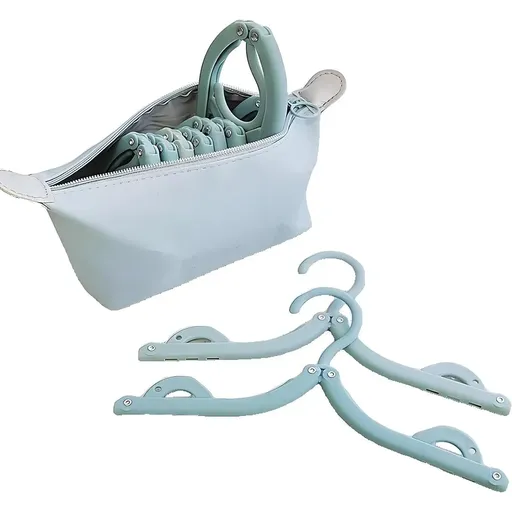 Portable Foldable Clothes Rack Travel Drying Stand for Home and Outdoor Use - Blue