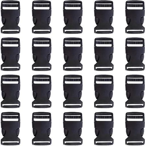 Plastic Buckle Strap Clip Quick Side Release Buckles 1 Inch Flat for Nylon Strap Backpack (Black, 1 Inch, 20 Piece)