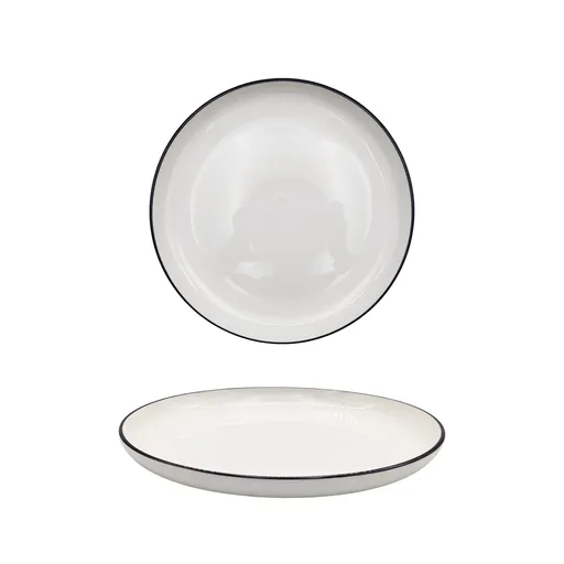 bulk 24 Sorrento Porcelain Side Plate w Black Rim 20cm