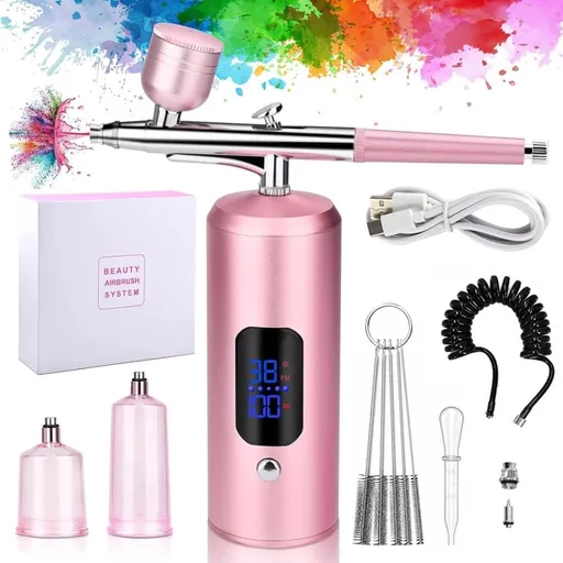 Wireless Airbrush Machine 3 Speed Modes USB Charging Pink