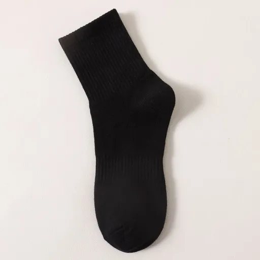 Unisex Cotton Socks Deer Moon 7A Antibacterial Middle cylinder-Black (13cm) All yards