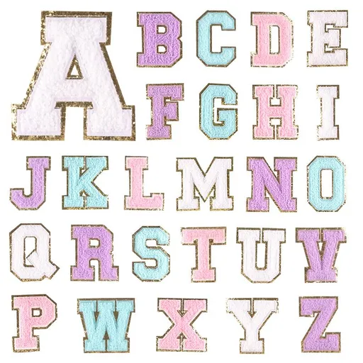 26Pcs Self Adhesive Chenille Letter Patches A-Z, Chenille Letters for Clothing, Fabric, Shoes, Bags (Multicolor)