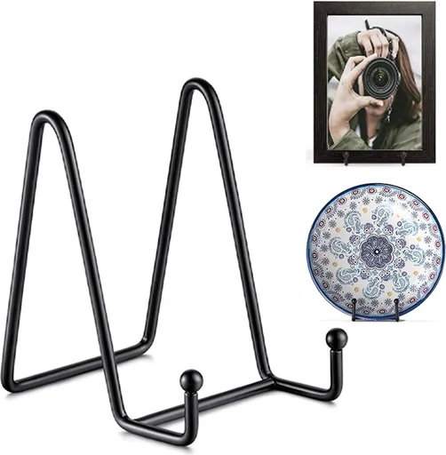 Plate Stand - Plate Rack - Plate Holder - Plate Display - 6 inch - Stand - Holder - Support - Rack - Hanger - Decorative Plates - Plates and Books - Cookbook - For Decorative Plates - Not Easily Deformed - Durable - Black - Metal