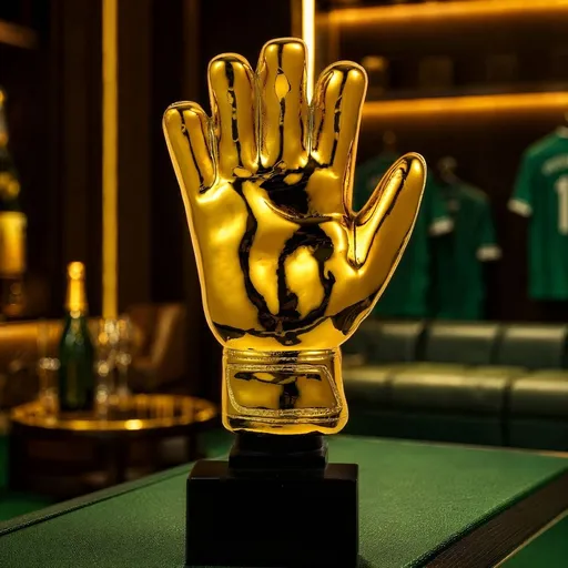 Golden Resin Goalkeeper Trophy, Gloves Shape Award for Best Goalie in Game