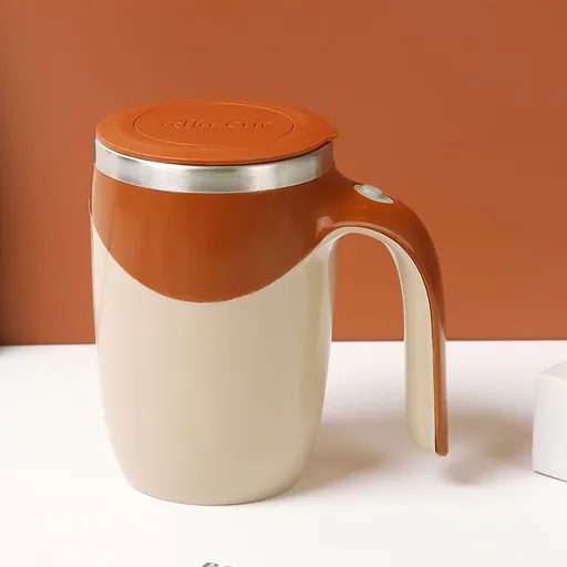 Automatic Magnetic Stirring Cup, Electric Coffee Mug with USB Charging, Self-Stirring Mixer for Milk and Beverages-brown