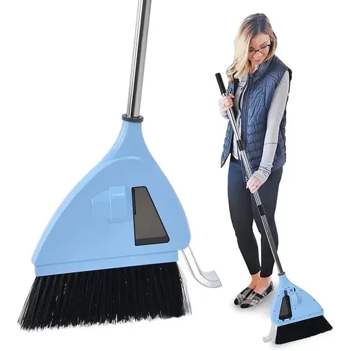 2 In 1 Cordless Vacuum Broom Cleaner, USB Rechargeable Quiet Sweeper for Home Office, Blue