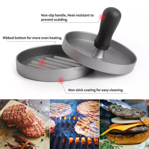 Hamburger Press Patty Maker, Stuffed Burger Press with 100 Pcs Wax Hamburger Patty Paper, Non Stick BBQ Grill Accessories