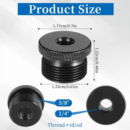 4 Pcs Mic Stand Adapter Microphone Stand Adapter 1/4 Female to 5/8 Male Screw Adapter Thread Tripod Screw Adapter for Microphone Stand Mount to Camera Tripod