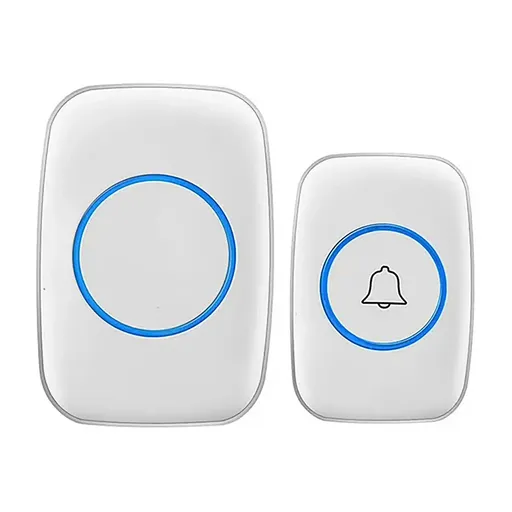 Wireless Doorbell Kit Home Call Button Remote Control White Waterproof Chime - White