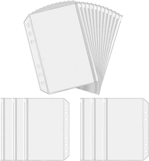 Folder - 18 Pieces - A5 Zip Bags - PVC - Waterproof - Folder Binders for 6-Ring Folders - Folder Binders - Zipper Bags for Documents - A5 Show Bag - Binder Bags - For Storage and Organization at Home, in the Office and at School - 21×15cm - Transpare