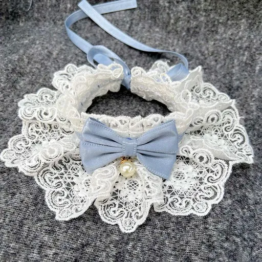 Dog Cat Bib Scarf Bow Tie Pet Accessories Green Blue L lace length 30cm strap length 60cm