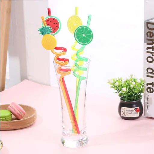 4pcs veggie straws wacky straws loopy funky straws curly drinking straws squiggly straws plastic curly straws Disposable Drinking