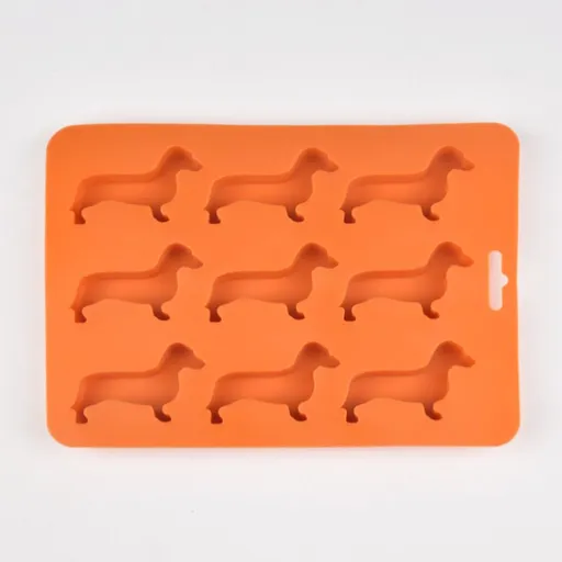 Dachshund Dog Shaped Silicone Ice Cube Molds and Tray Made of pliable silicone for easy-to-remove Dachshunds Brown