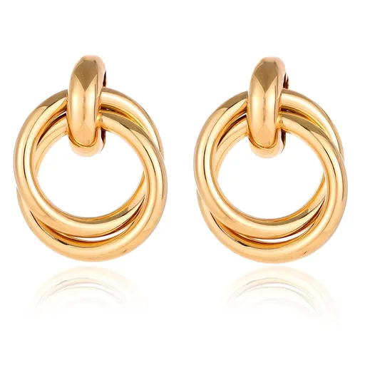 Chunky Gold Knot Heart Earrings for Women Minimalist Drop Dangle Statement Earrings Trendy Link Earring Jewelry