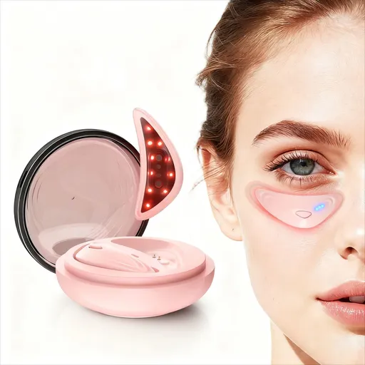 Red Light Microcurrent Eye Massager for Under-Eye Care On-the-Go (Pink)